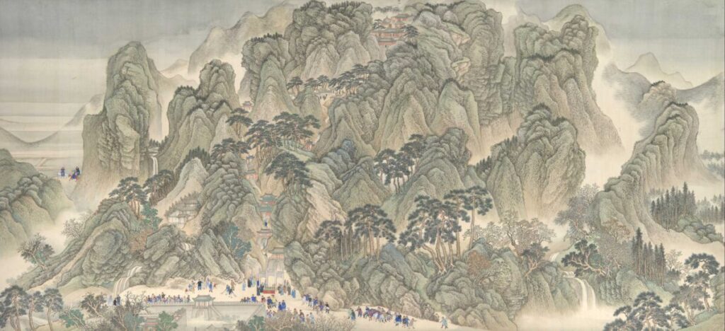 ‘L’imperatore Kangxi viaggia a sud, pergamena tre: da Ji’nan al Monte Tai’. Di Wang Hui (cinese, 1632–1717) e assistenti. The Metropolitan Museum of Art. (Dominio pubblico)