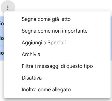 Dopo aver cliccato i tre punti, selezionare 'Inoltra come allegato'