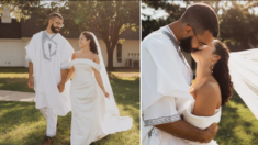 Coppia nel Texas si dà il primo bacio direttamente al matrimonio