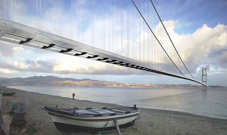Il Ponte sullo Stretto (rendering), immagine: di Stretto di Messina Spa.