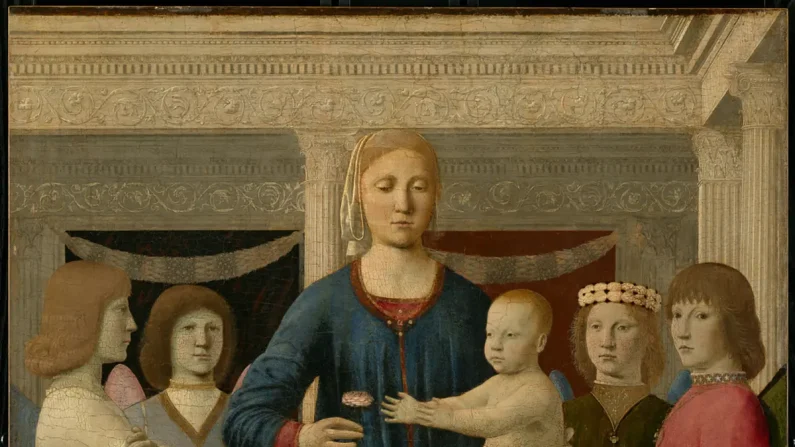 Piero della Francesca, Madonna con Bambino in trono e quattro angeli 1460-70 - Pubblico dominio