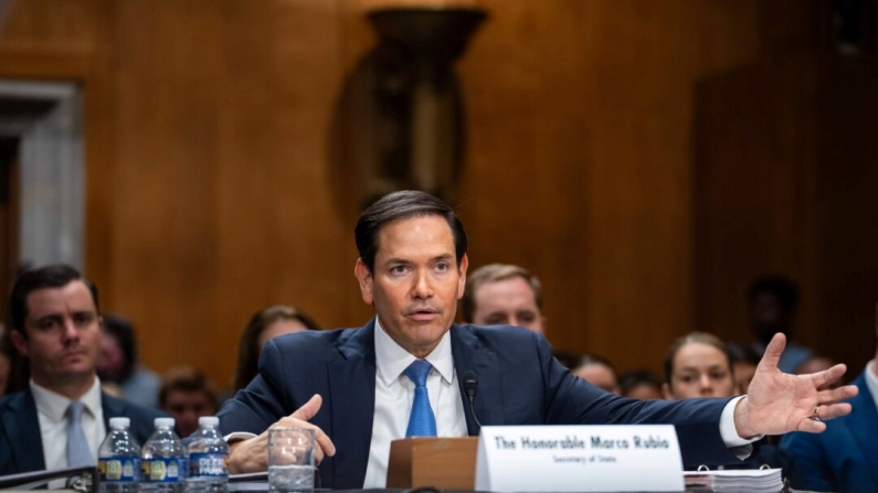 Il ministro degli Esteri Usa, Marco Rubio, testimonia davanti alla Commissione Affari Esteri del Senato a Capitol Hill, Washington, il 20 maggio 2025. Madalina Vasiliu/The Epoch Times