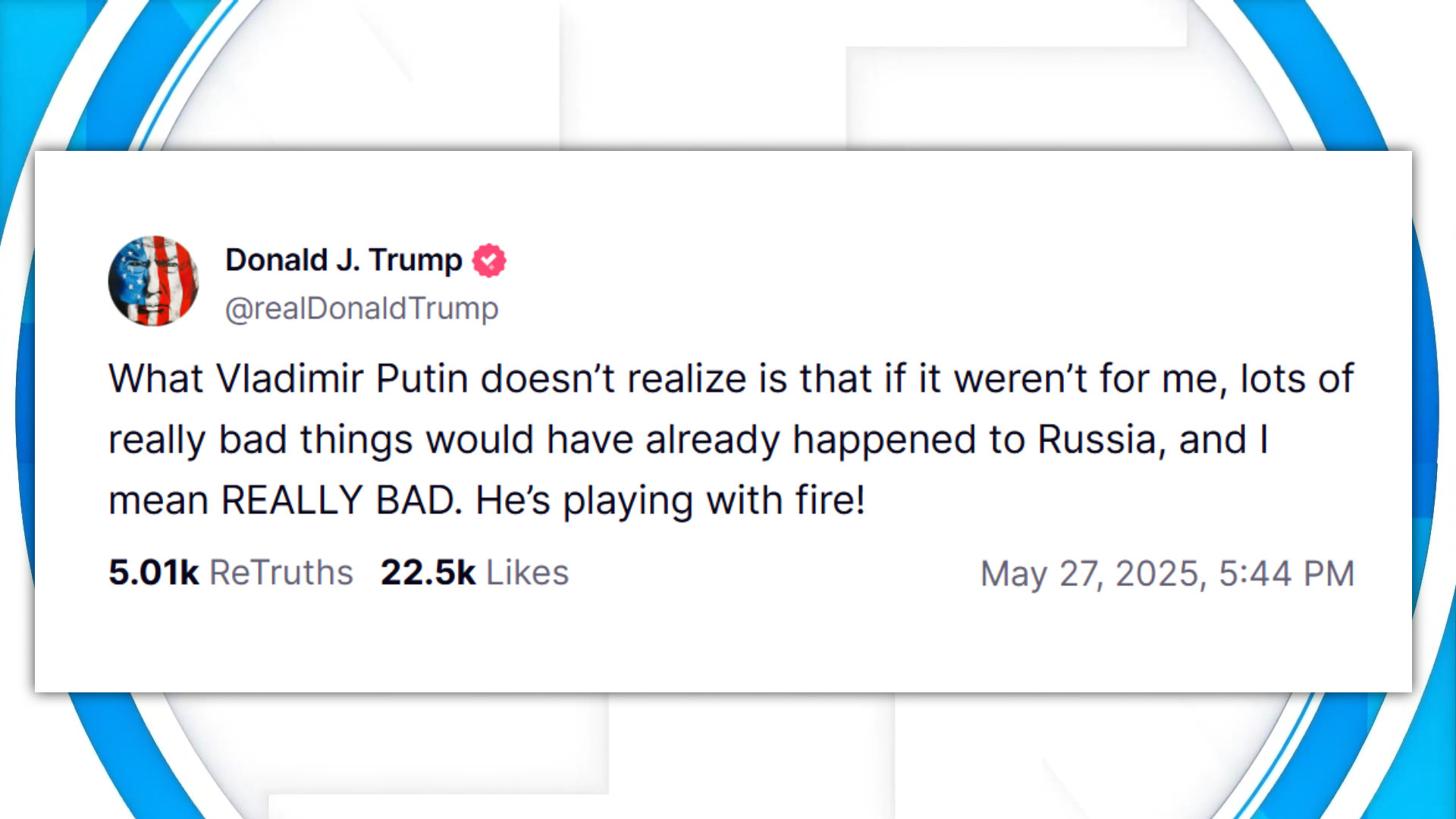 Trump: Putin sta giocando con il fuoco