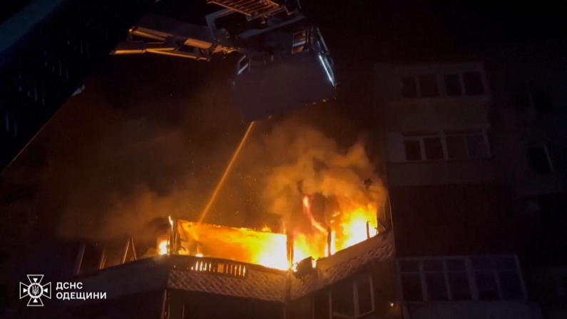 Video: Reuters/ courtesy State Emergency Service of Ukraine in the Odesa region.