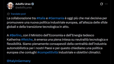 Urso: Italia e Germania insieme per una nuova politica industriale europea
