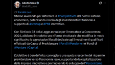 Urso: con la Legge Concorrenza 2024 più investimenti per startup e Pmi innovative