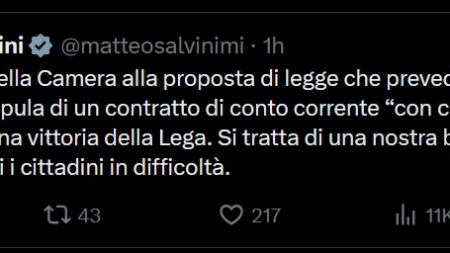 Salvini: conti correnti accessibili a tutti i cittadini vittoria della Lega