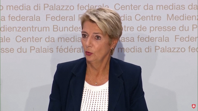 La Presidente della Svizzera Karin Keller (Immagine: Screenshot)