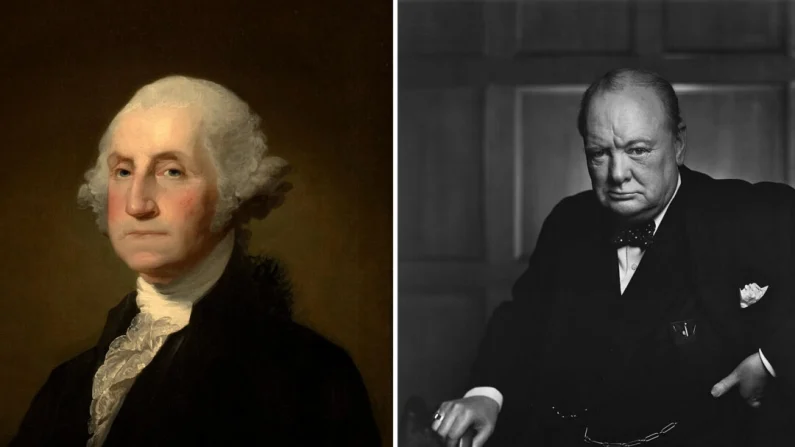 Gilbert Stuart, "George Washington”, 1803. Clark Art Institute, Williamstown, Massachusetts. Yousuf Karsh, “The Roaring Lion”, 1941. Biblioteca e Archivi Canada. Pubblico dominio.