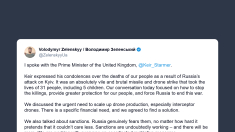 Zelensky: con Starmer per fermare gli attacchi russi e rafforzare sanzioni