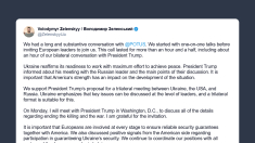 Zelensky: ottimo colloquio con Trump Pronti per incontro trilaterale