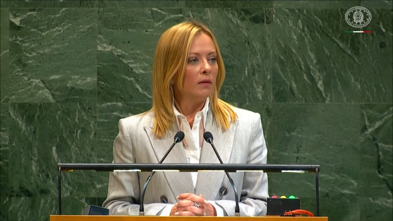 Giorgia Meloni parla all'80esima Assemblea Generale delle Nazioni Unite.