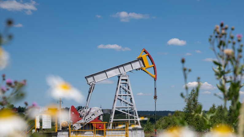 Una vista mostra un martinetto di pompaggio del petrolio fuori Almetyevsk, nella Repubblica del Tatarstan, Russia, 14 luglio 2025. Foto: REUTERS/Stringer/Foto d'archivio