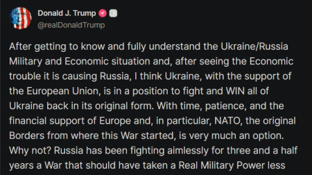 Trump a Putin: Mosca tigre di carta e Kiev può vincere