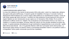 Calenda: due guerre alle porte e grande instabilità Ma la gente pensa al calcio o fotografare i piatti