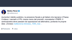 Renzi: debito pubblico in aumento Centrosinistra deve passare ad alternativa