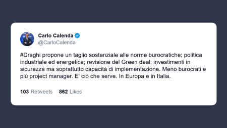 Calenda: servono più project manager e meno burocrati in Italia e Europa