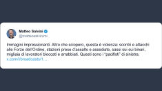 Salvini: «violenza e scontri alle stazioni Questi i “pacifisti” di sinistra»