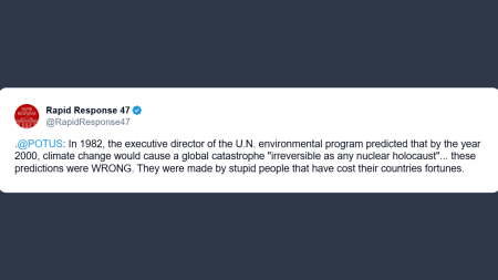 Trump: «le previsioni catastrofiche dell’Onu sul clima erano sbagliate»