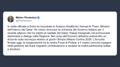 Piantedosi a Doha: accordo sicurezza per Giochi olimpici 2026 e cooperazione Forze di polizia