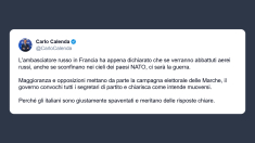 Calenda: sospendere campagne e convocare i partiti per parole dure ambasciatore russo