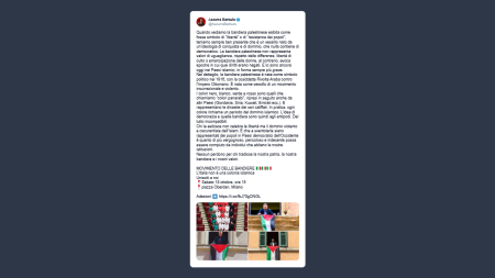 Azzurra Barbuto commenta la bandiera palestinese