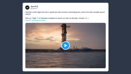 SpaceX pronto per l’undicesimo volo il 13 ottobre