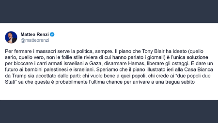 Renzi: per fermare i massacri a Gaza serve la politica