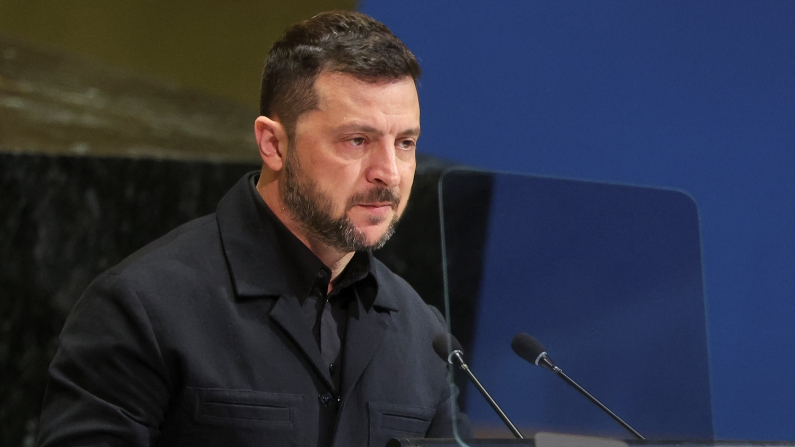 Volodymyr Zelensky parla all'Assemblea Generale delle Nazioni Unite,
24 settembre 2025 (REUTERS/Shannon Stapleton).