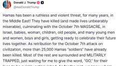 Comunicato con cui Trump dà l’ultimatum a Hamas
