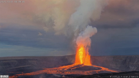 Il vulcano Kilauea erutta una colonna di 100 metri di lava