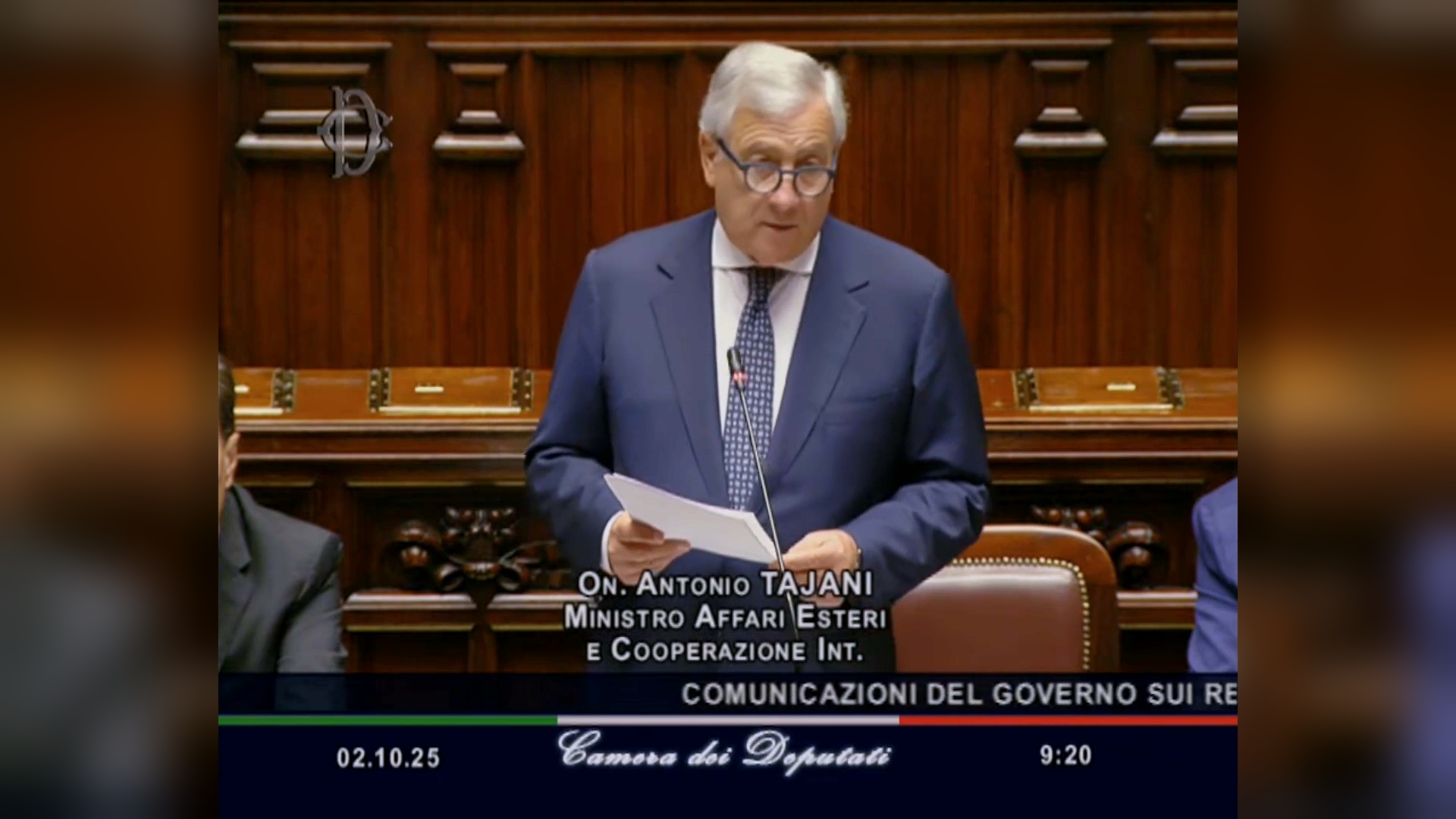 Tajani in Aula: gli abbordaggi sono stati pacifici