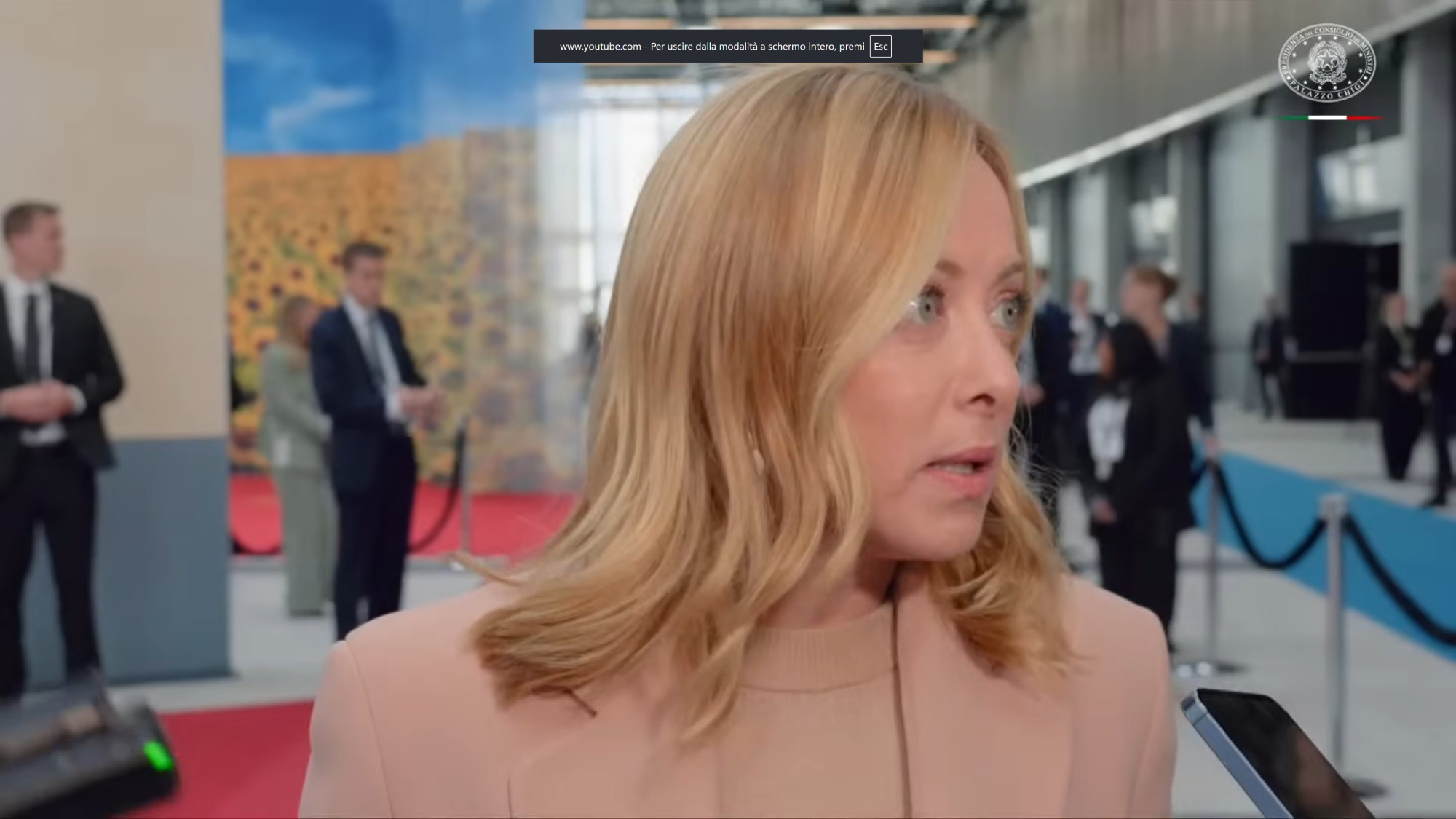 Giorgia Meloni al punto stampa a Copenaghen