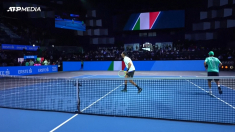 L’urlo grintoso di Berrettini dopo la vittoria con Norrie