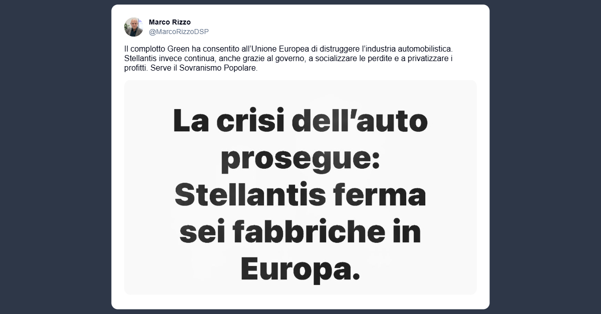 Rizzo: «complotto Green» ha distrutto l’automotive europea