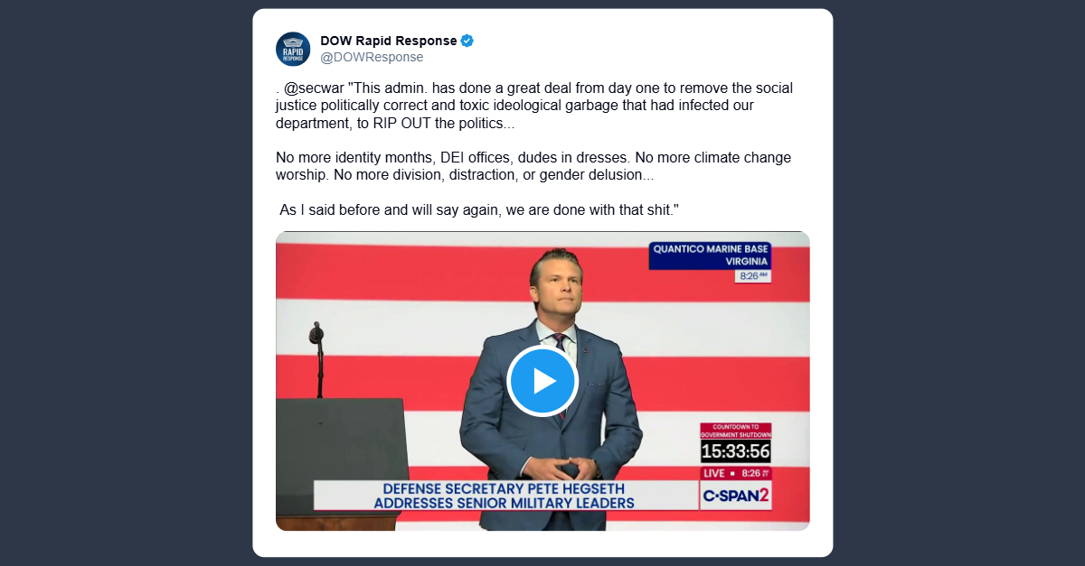 Hegseth: basta con le ideologie tossiche e con il culto del cambiamento climatico