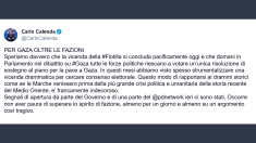 Calenda: lavoriamo per Gaza oltre le fazioni