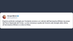 Meloni: cordoglio incidente Aeronautica Militare
