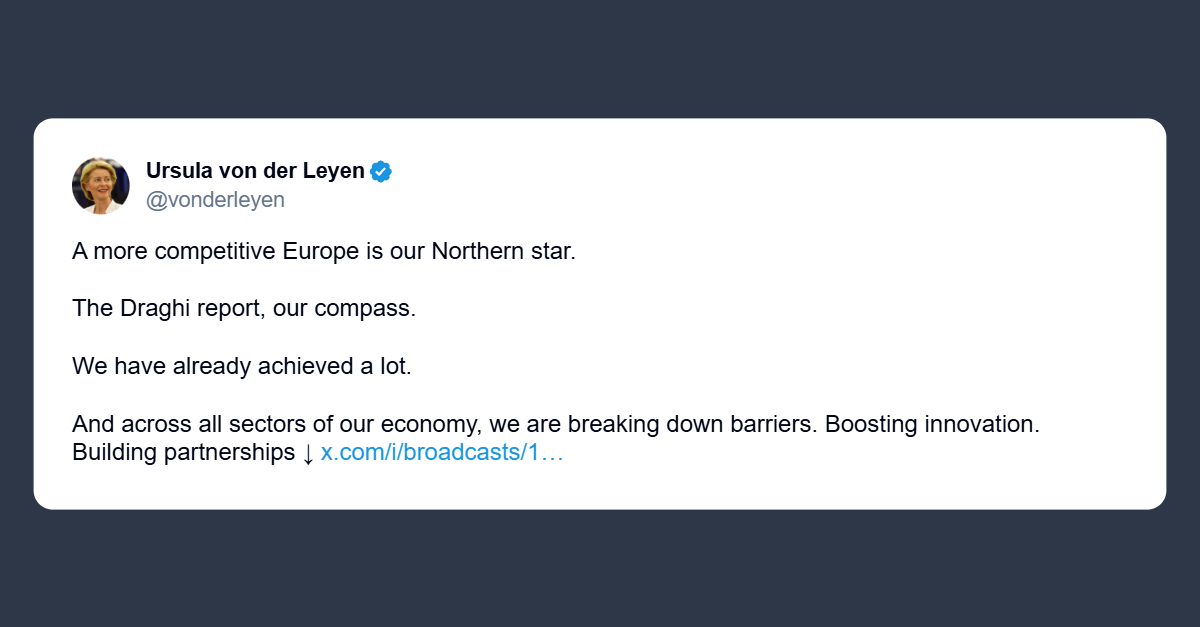 Von der Leyen: Europa più competitiva è la nostra stella polare