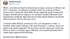 Urso: l’industria della Difesa può svilupparsi in Italia e offrire futuro a imprese