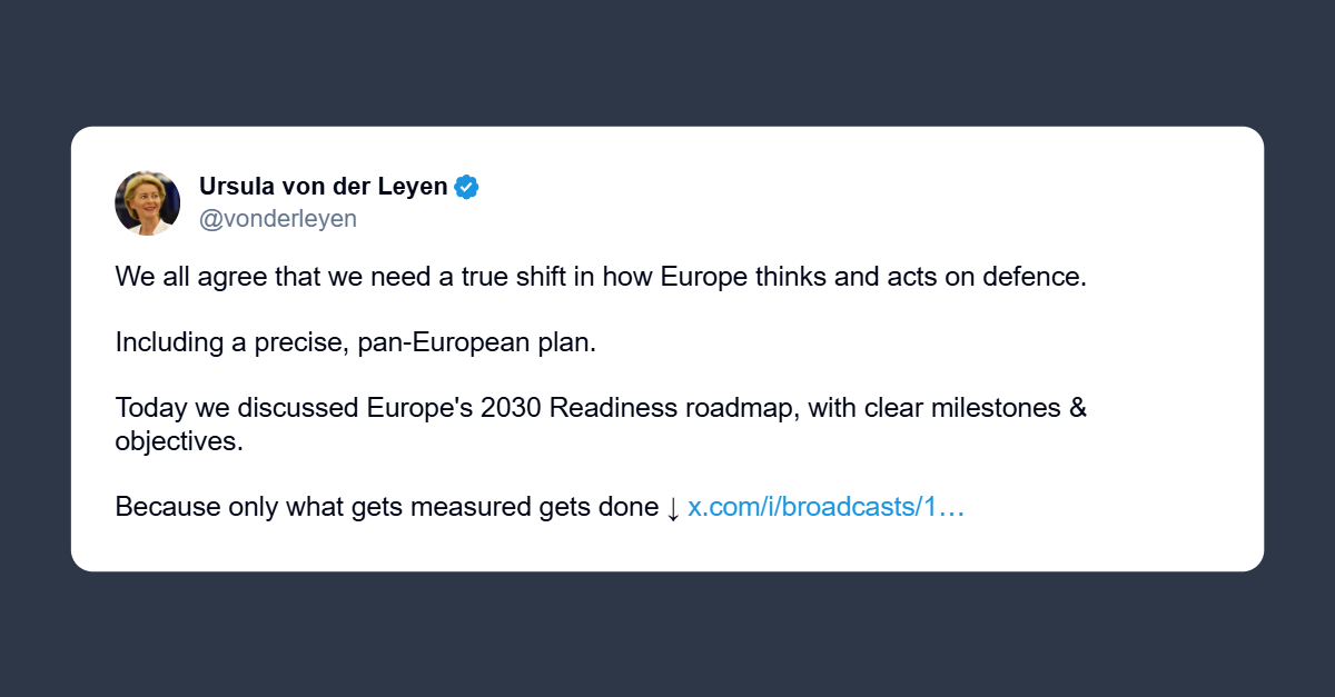 Von der Leyen: stilata roadmap per cambiamento difesa europea