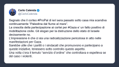 Calenda: manifestazioni Pro Pal sono «radicalizzazioni pericolose»