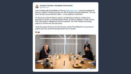 Zelensky incontra il primo ministro della Norvegia