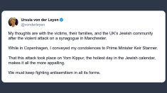 Von der Leyen: dobbiamo combattere l’antisemitismo in tutte le sue forme