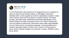 Lupi commenta il piano di pace americano per Gaza