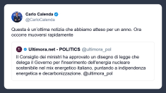 Calenda plaude all’imminente ritorno del nucleare