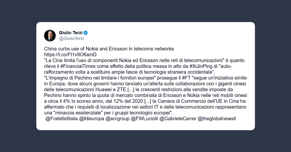 Il regime cinese continua a colpire le aziende europee
