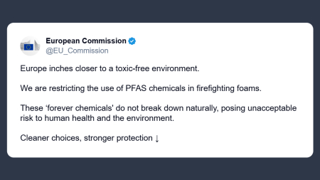 Commissione europea: limitato ora l’uso di sostanze chimiche Pfas