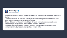 Tajani: 26 connazionali della Flotilla stanno per tornare in Italia