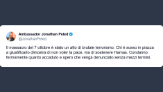 Ambasciatore Israele: massacro del 7 ottobre di terrorismo Chi giustifica sostiene Hamas